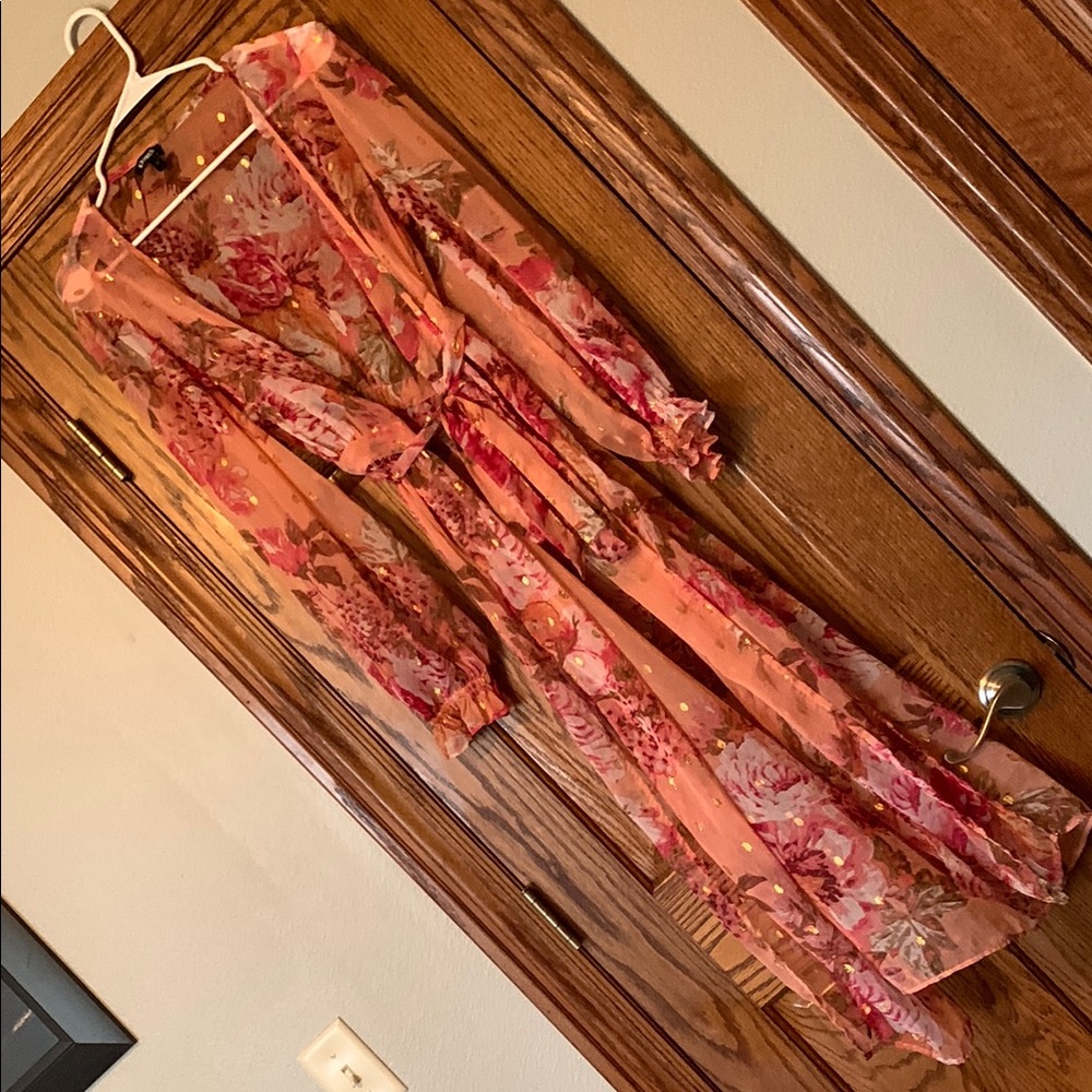 Express Floral Sheer Long Robe